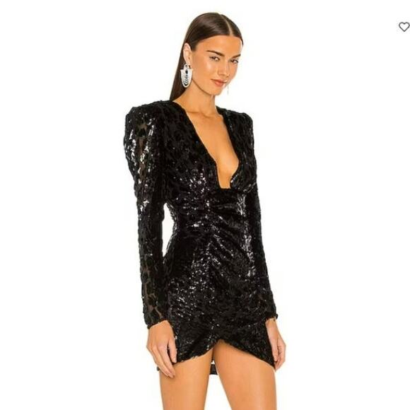 DUNDAS x REVOLVE | Evie Mini Dress Metallic Black Sleaze Baddie Going Out Y2K XS - Picture 2 of 12